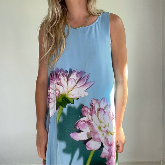Anthropologie Blue & Purple Flower Tank Dress 8 - Picture 4 of 15